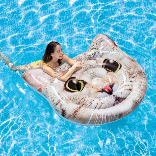 인텍스 Intex Cat Face Inflatable Island, 58in x 53in, Multicolor, Model:58784EP