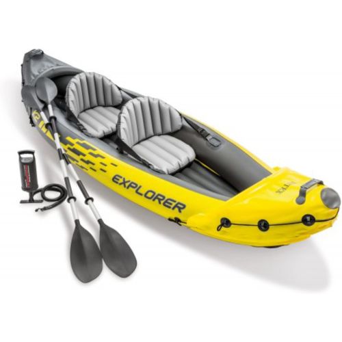 인텍스 Intex Explorer K2 Kayak, 2-Person Inflatable Kayak Set with Aluminum Oars and High Output Air Pump