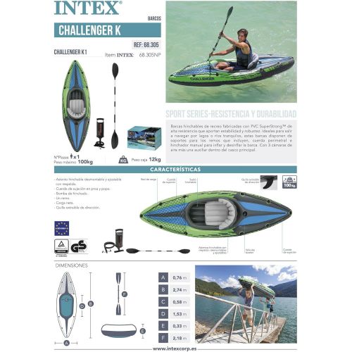 인텍스 Intex Challenger Kayak Inflatable Set with Aluminum Oars