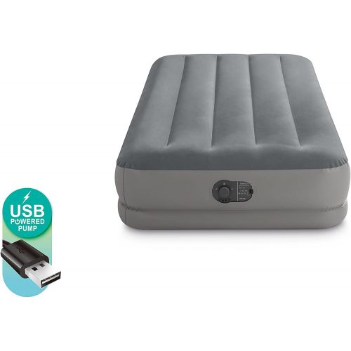 인텍스 Intex Dura-Beam Standard Series Prestige Mid-Rise Air Mattress with Fastfill USB Powered Internal Air Pump