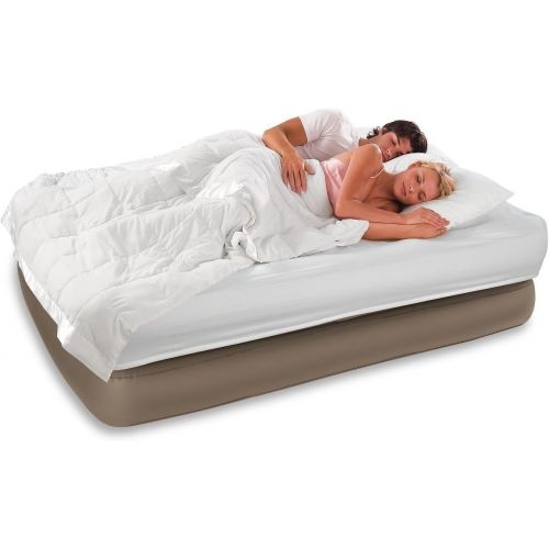 인텍스 INTEX Queen Raised Air Bed Guest Airbed Mattress with Built-In Pump