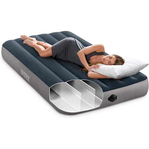 인텍스 Intex Dura-Beam Standard Series Single-High Airbed with Two-Step Pump, Green, Twin