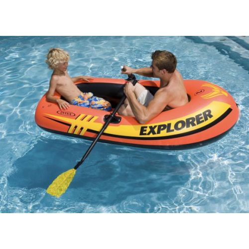 인텍스 Intex Explorer 200 Inflatable 2 Person River Boat Raft Set w/ Oars & Pump (Pair)