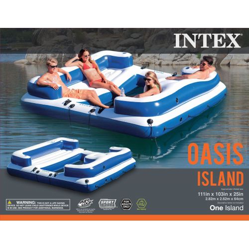 인텍스 Intex Oasis Island Inflatable 5-Seater Floating Lounge Raft For Lake & River