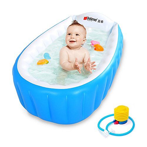  [아마존베스트]Baby Inflatable Bathtub Intime Children Anti-slippery Swimming Pool Foldable Travel Air Shower...