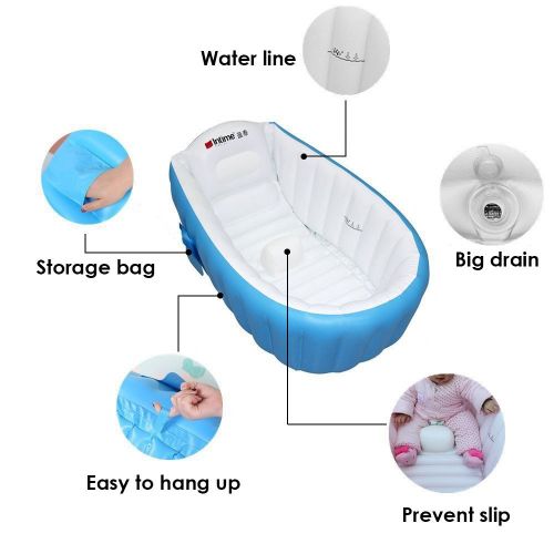  [아마존베스트]Baby Inflatable Bathtub Intime Children Anti-slippery Swimming Pool Foldable Travel Air Shower...