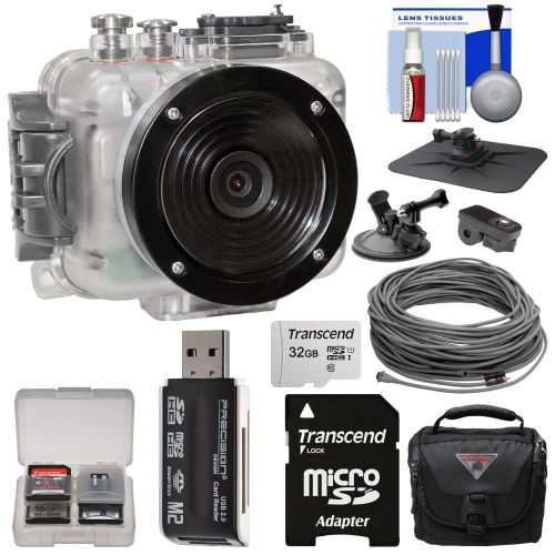  Intova Connex 1080p HD Waterproof Video Action Camera Camcorder (200 ft 60m) with Video Cable (40m) + 32GB Card + Car Suction Cup & Dashboard Mounts + Case + Kit