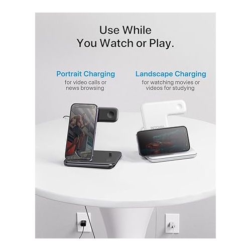  Intoval Charging Station for Apple iPhone/iWatch/Airpods, 3 in 1 Wireless Charger for iPhone15/14/13(Pro, Pro Max) 12/11/XS/XR, iWatch9/8/Ultra/7/6/SE/5/4/3/2, Airpods Pro2/Pro1/3/2/1(Z5 White)