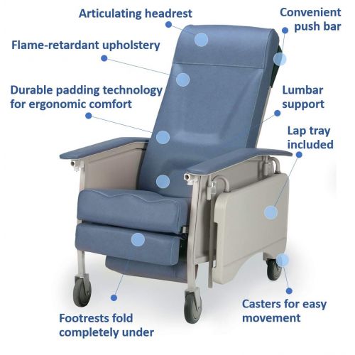  Invacare Deluxe 3 Position Recliner Fabric: Blue Ridge, Size: Adult