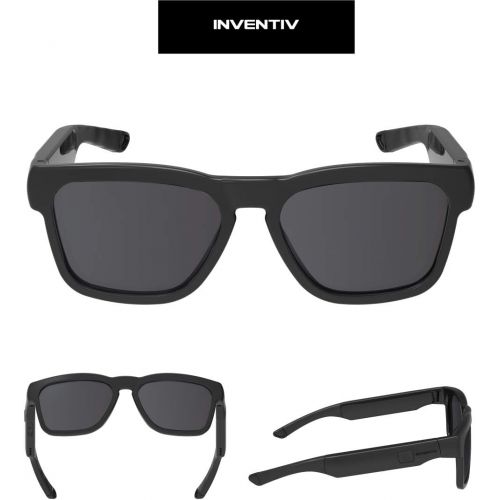  [아마존베스트]Inventiv Wireless Bluetooth Audio Sunglasses, Open Ear Headphones Music & Hands-Free Calling, for Men & Women, Polarized Glasses Lenses (Black Frame/Grey Tint)