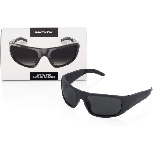  [아마존베스트]Inventiv Sport Wireless Bluetooth Audio Sunglasses, Open Ear Headphones Music & Hands-Free Calling, for Men & Women, Polarized Glasses Lenses (Black Frame/Grey Tint)