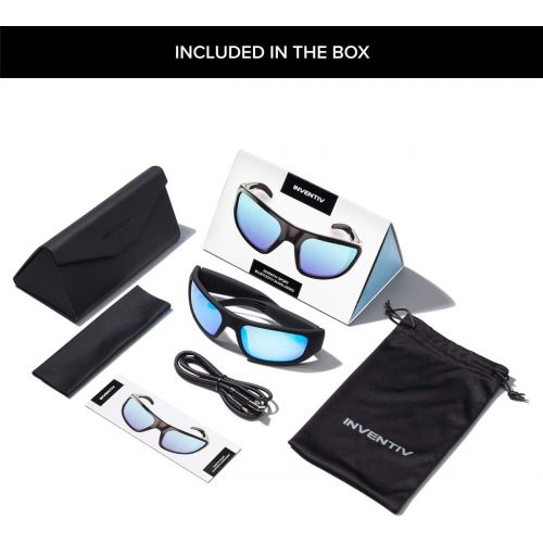  [아마존베스트]Inventiv Sport Wireless Bluetooth Audio Sunglasses, Open Ear Headphones Music & Hands-Free Calling, for Men & Women, Polarized Glasses Lenses (Black Frame/Grey Tint)