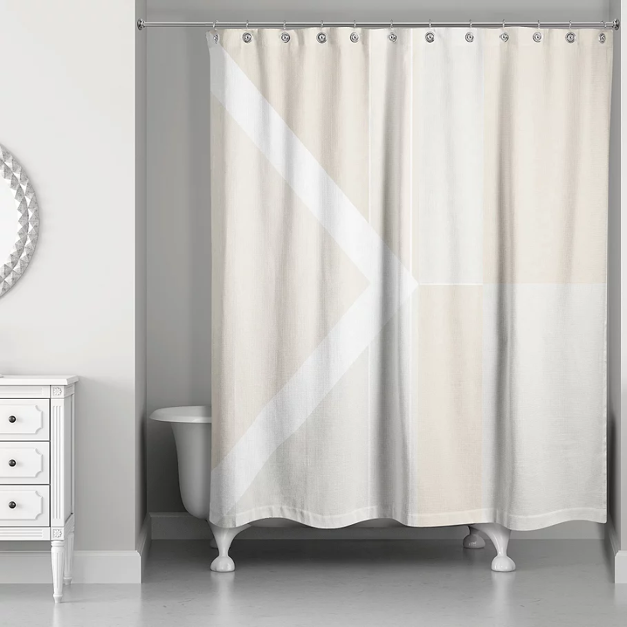 Inversed Color Blocking Shower Curtain in IvoryWhite