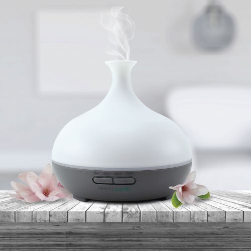 InvisiPure Drop Aromatherapy Diffuser - 300ml - Adjustable Mist, 7 Color LED, and Automatic Shutoff - Gray
