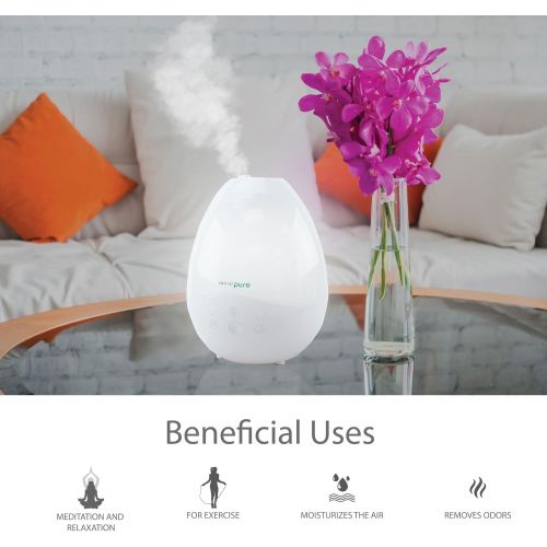  [2020 Upgrade] InvisiPure Luna Cool Mist Humidifier - Top Fill + Essential Oil Diffuser - LED Night Light (7 Colors) - Easy to Clean & Fill - 3 Mist Levels, Multi Timer, Auto Shuto