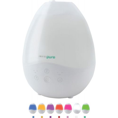  InvisiPure Luna Cool Mist Humidifier (Top Fill) + Essential Oil Diffuser wLED Night Light (7 Colors) - Easy to Clean & Fill - 3 Mist Levels, Multi Timer, Auto Shutoff & 2.5 Liter