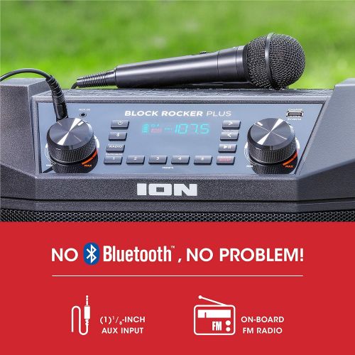  [아마존핫딜][아마존 핫딜] ION Audio Block Rocker Plus | 100W Portable Speaker, Battery Powered with Bluetooth, Microphone & Cable, AM/FM Radio, Wheels & Telescopic Handle and USB Charging For Smartphones &