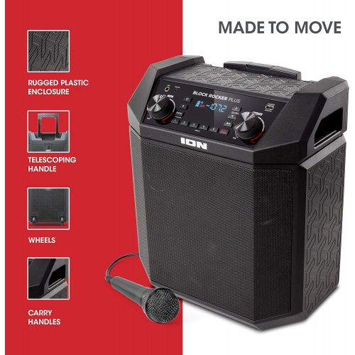  [아마존핫딜][아마존 핫딜] ION Audio Block Rocker Plus | 100W Portable Speaker, Battery Powered with Bluetooth, Microphone & Cable, AM/FM Radio, Wheels & Telescopic Handle and USB Charging For Smartphones &