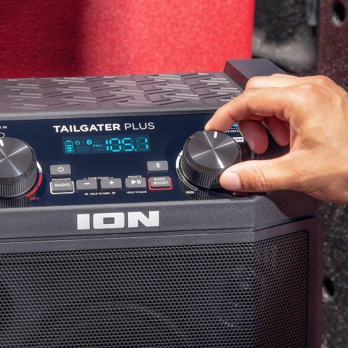  [아마존베스트]ION Audio Tailgater Plus | Portable Speaker, Battery Powered, with 50 W Power, Bluetooth Connectivity, Microphone & Cable, AM/FM Radio and USB Charging For Smartphones & Tablets