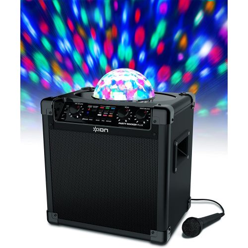  [아마존베스트]ION Audio Party Rocker Plus | Portable Bluetooth Party Speaker System & Karaoke Machine with Built-In Rechargeable Battery, App-Controlled Party Light Display & Microphone