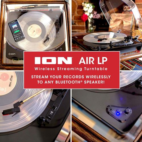  ION Audio Air LP | Vinyl Record Player / Bluetooth Turntable with USB Output for Conversion and Three Playback Speeds  Black Finish