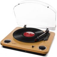[아마존베스트]ION Audio Max LP  Vinyl Record Player / Turntable with Built In Speakers, USB Output for Conversion and Three Playback Speeds  Natural Wood Finish