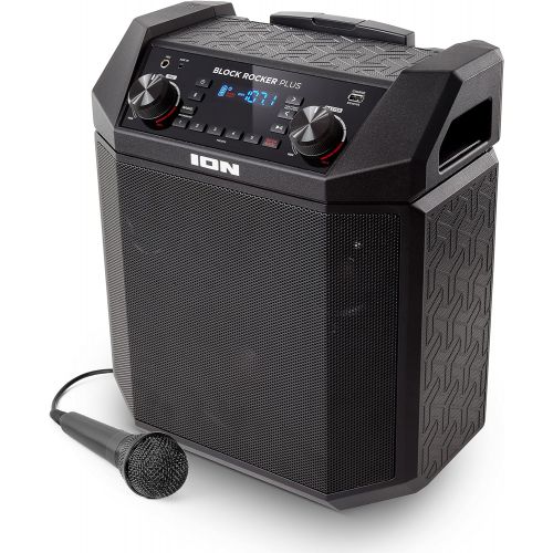  ION Audio Block Rocker Plus - Portable Bluetooth Speaker 100W W/Battery, Karaoke Microphone, AM FM Radio, Wheels & Telescopic Handle and USB Charging