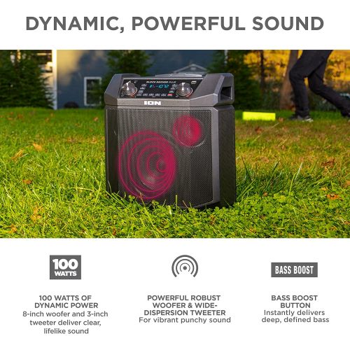  ION Audio Block Rocker Plus - Portable Bluetooth Speaker 100W W/Battery, Karaoke Microphone, AM FM Radio, Wheels & Telescopic Handle and USB Charging