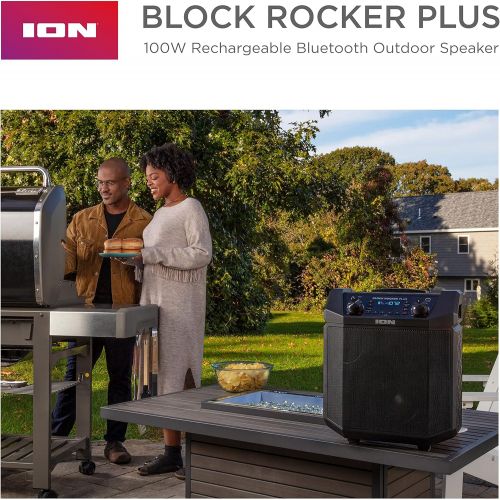  ION Audio Block Rocker Plus - Portable Bluetooth Speaker 100W W/Battery, Karaoke Microphone, AM FM Radio, Wheels & Telescopic Handle and USB Charging