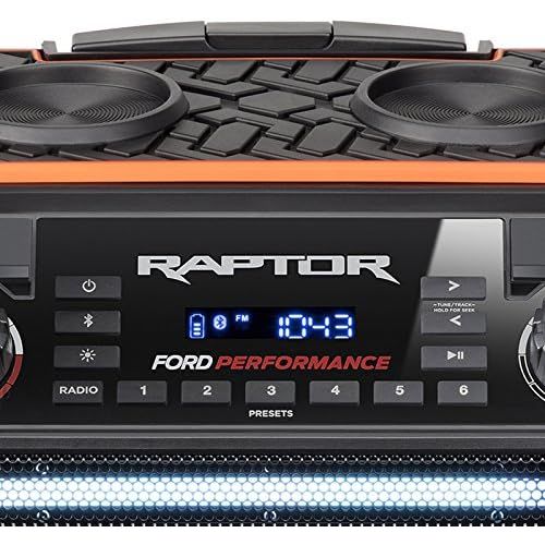  ION Audio Raptor - Ultra-Portable 100-watt Wireless Water-Resistant Speaker with 75-hour Rechargeable Battery, Bluetooth Streaming, AMFM Radio and Multi-Color Light Bar