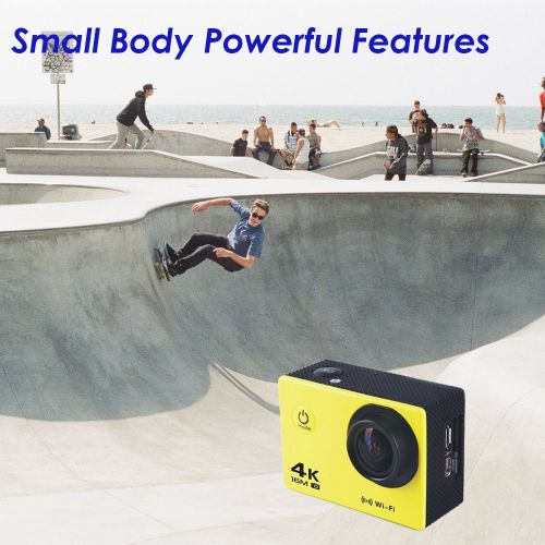  Iotton WIFI Action Camera, 4k Action Camera with Wifi 30M Waterproof Sports Camera and 2.4G Remote ContralRechargeable Batteries170 Degree Wide Angle- Package including All Accessories