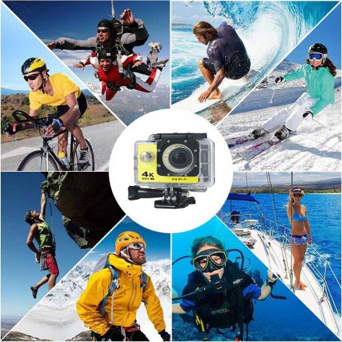  Iotton WIFI Action Camera, 4k Action Camera with Wifi 30M Waterproof Sports Camera and 2.4G Remote ContralRechargeable Batteries170 Degree Wide Angle- Package including All Accessories