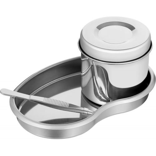  iplusmile Medical Tray Stainless Steel Instrument Tray Sterilizer Surgical Tray with Sterilizing Jar and Tweezer