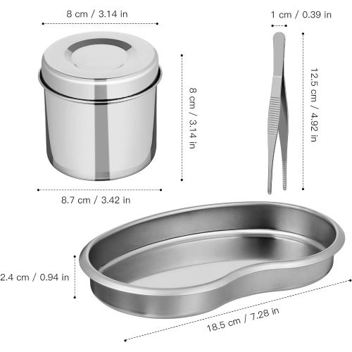  iplusmile Medical Tray Stainless Steel Instrument Tray Sterilizer Surgical Tray with Sterilizing Jar and Tweezer