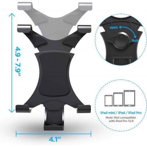  [아마존베스트]Ipow Universal Tablet Stativ Halterung Halter Clip Mount Adapter kompatibel mit Selfie Stick Stange Kamera Stativ Tri-pod, Inklusive 1/4 Schraubenkopf fuer Meisten 4.8 - 7.8 Zoll T