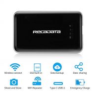 Irecadata iRecadata i7 Wireless Portable SSD WiFi External Solid State Drive, USB3.1 Type-C, WiFi Router, 2250mAh Power Bank (256GB, Black)