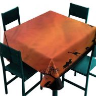 Iridescent cloud Africa Washable Table Cloth Safari Sunset with Gull Indoor Outdoor Camping Picnic W63 x L63