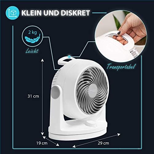  Iris Woozoo by Ohyama PCF-HD18 leiser Tischventilator, mit Oszillation, 34 W, weiss, 26,5 x 25,5 x 28,3 cm