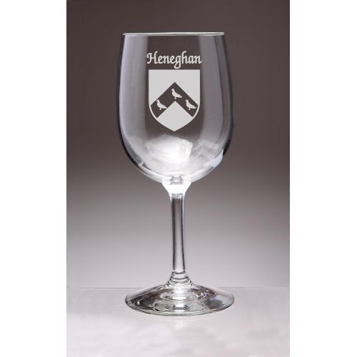  Irish Rose Gifts Heneghan Irish Coat of Arms Wine Glasses - Set of 4 (Sand Etched)