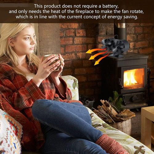  Irishom 8 Blades Aluminum Alloy Fireplace Fan Dual Head Fireplace Heat Powered Stove Fan Wood Stove Fans Silent Eco Friendly with Top Carry Handle for Fireplace Efficient Heat Dist