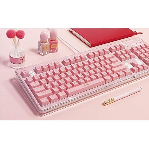  i-rocks K76M Custom Silent Mechanical Keyboard 104 Keys, with Swappable Panel (4 Skins Included), Transparent Housing and Onboard Memory for Macro Recordings (i-rocks Silent Brown