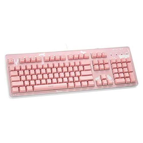  i-rocks K76M Custom Silent Mechanical Keyboard 104 Keys, with Swappable Panel (4 Skins Included), Transparent Housing and Onboard Memory for Macro Recordings (i-rocks Silent Brown