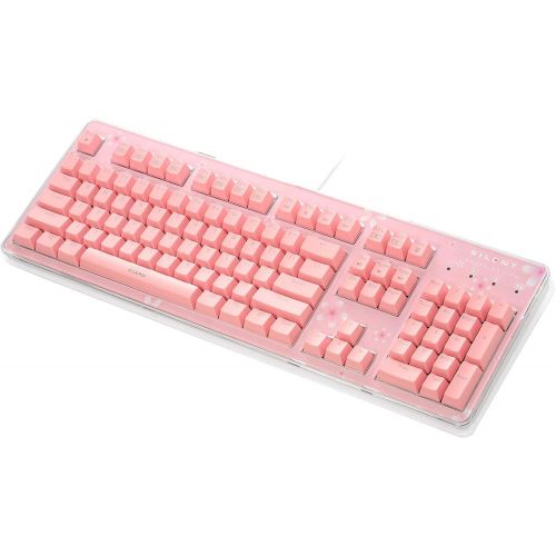  i-rocks K76M Custom Silent Mechanical Keyboard 104 Keys, with Swappable Panel (4 Skins Included), Transparent Housing and Onboard Memory for Macro Recordings (i-rocks Silent Brown