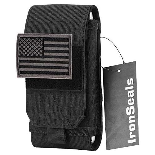  [아마존베스트]IronSeals Tactical Molle Mobile Phone Cover Case, Heavy Duty Loop Belt Holster Pouch with Flag Patch for iPhone 12 Pro Max/12 Pro/12/11 Pro Max/XS Max/XR/X/8P, Samsung S20/S10/S10e