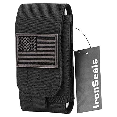  [아마존베스트]IronSeals Tactical Molle Mobile Phone Cover Case, Heavy Duty Loop Belt Holster Pouch with Flag Patch for iPhone 12 Pro Max/12 Pro/12/11 Pro Max/XS Max/XR/X/8P, Samsung S20/S10/S10e