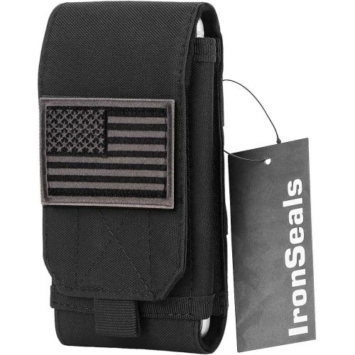  [아마존베스트]IronSeals Tactical Molle Mobile Phone Cover Case, Heavy Duty Loop Belt Holster Pouch with Flag Patch for iPhone 12 Pro Max/12 Pro/12/11 Pro Max/XS Max/XR/X/8P, Samsung S20/S10/S10e