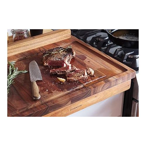  Ironwood Gourmet Double-Sided Countertop Lyon Pastry/Cutting Board With Gravy Groove, Acacia Wood 17.25 x 24 x 1.25 inches