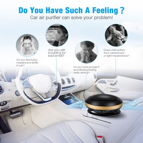  IsYoung isYoung Car Air Purifier, Professional Ionic Car Air Clearner Efficient Formaldehyde and Noxious Odor Remover for Your Vehicles