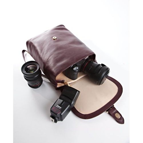  Isaac Mizrahi Kathryn mini Camera Backpack in Genuine Leather for DSLR Cameras, Lenses, Accessories and Other Tech Items-with Removable Internal Padded Pouch, Burgundy