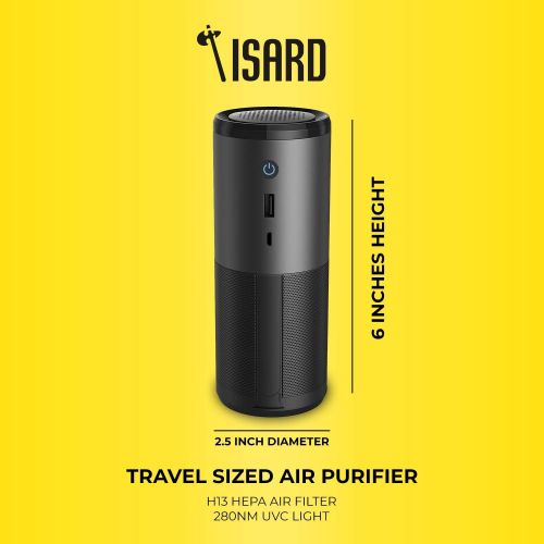  ISARD Air Purifier Portable, UV Light Sterilizer and H13 True HEPA Filter for Allergies and Pets Hair, Smoke, Dust and Odor Eliminator, Air Cleaner for Car Office Bedroom